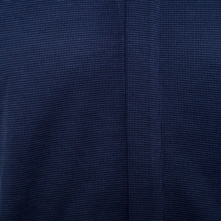 Pre Owned Emporio Armani Navy Blue Jacquard Knit Long Sleeve Shirt M