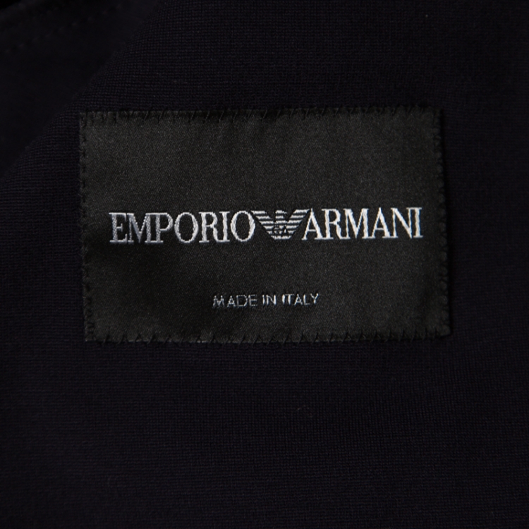 Pre Owned Emporio Armani Navy Blue Jersey Double Breasted Blazer XXL