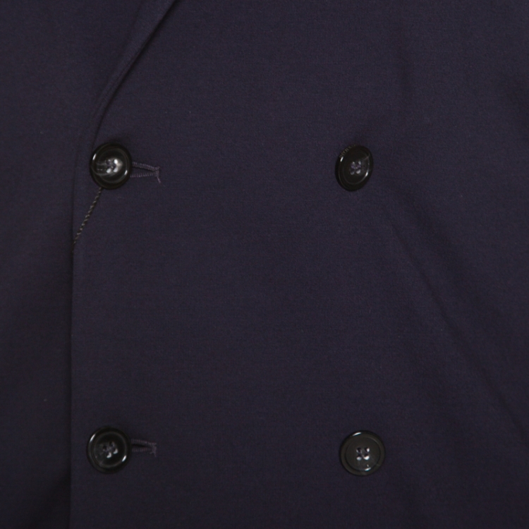 Pre Owned Emporio Armani Navy Blue Jersey Double Breasted Blazer XXL