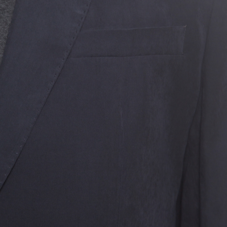 مملوكة مسبقًا Emporio Armani Prussian Blue Suede Effect Two Button Blazer L