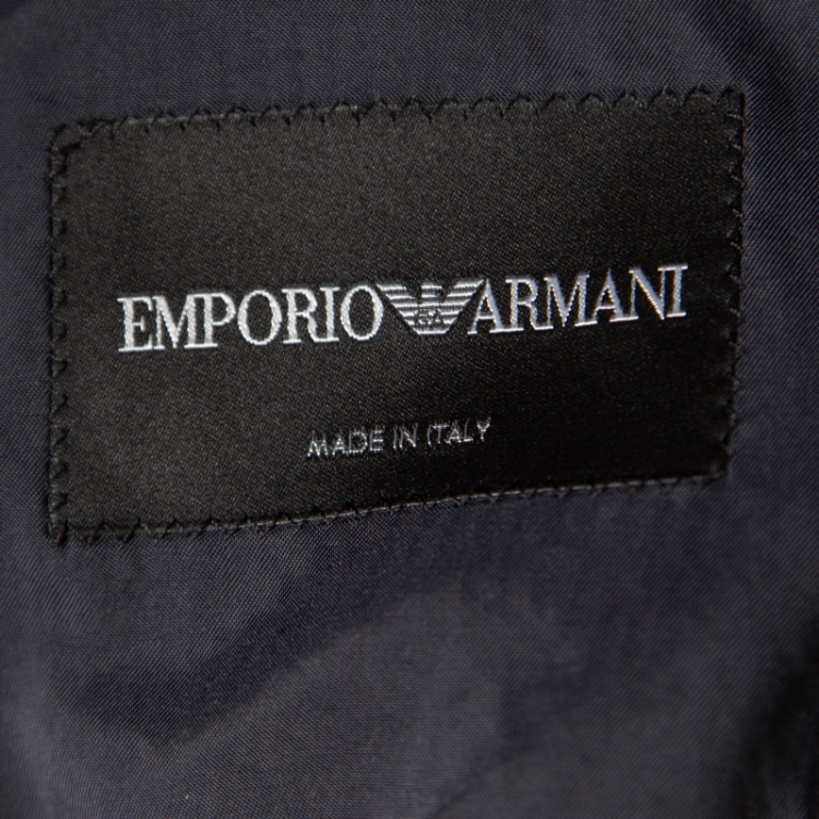 مملوكة مسبقًا Emporio Armani Prussian Blue Suede Effect Two Button Blazer L