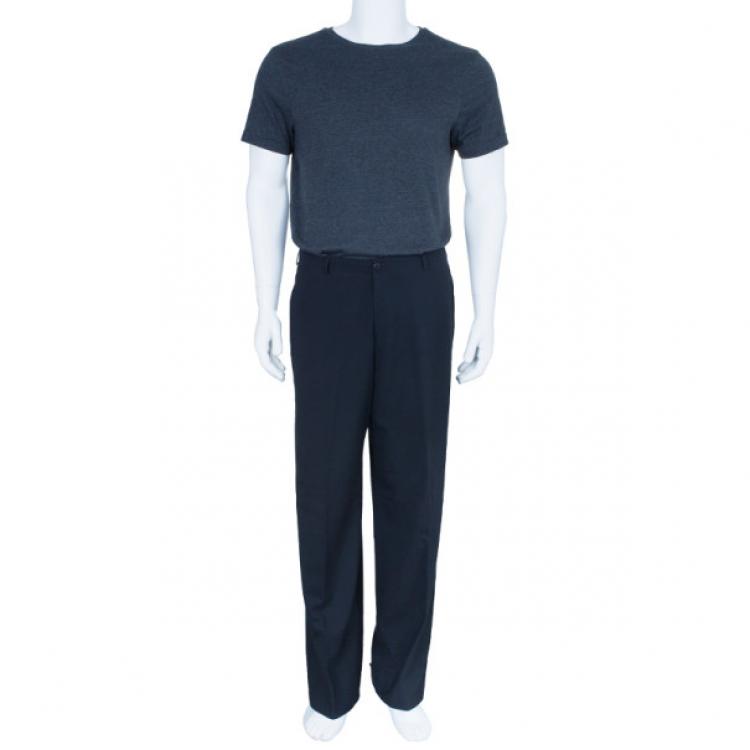 Pre Owned Emporio Armani Black Formal Men's Trousers M