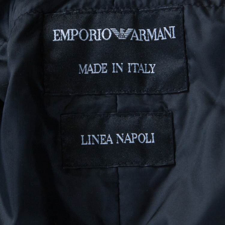 Pre Owned Emporio Armani Black Wool Blend Fur Lined Quilted Vest Detail Overcoat XXL