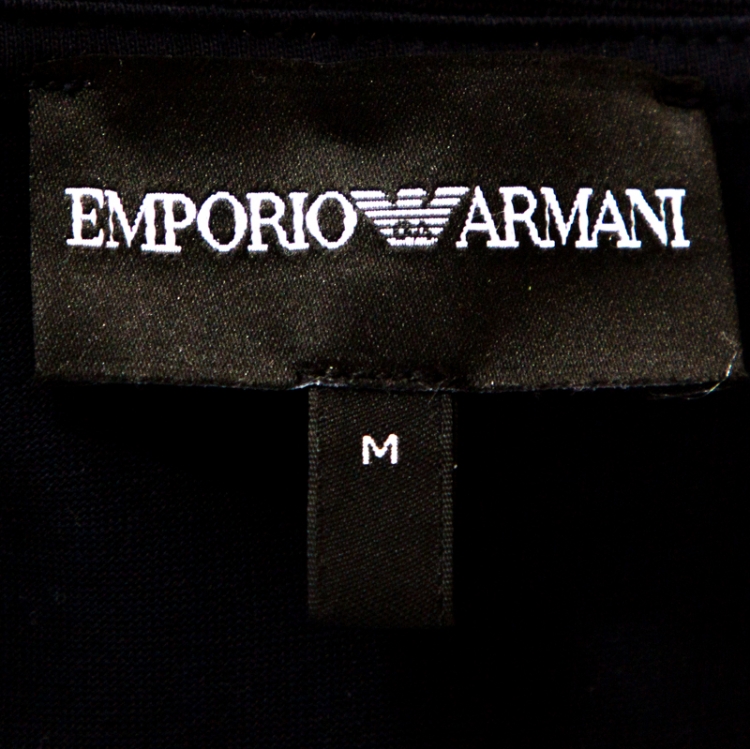 Pre Owned Emporio Armani Midnight Blue Cotton Crew Neck T-Shirt M