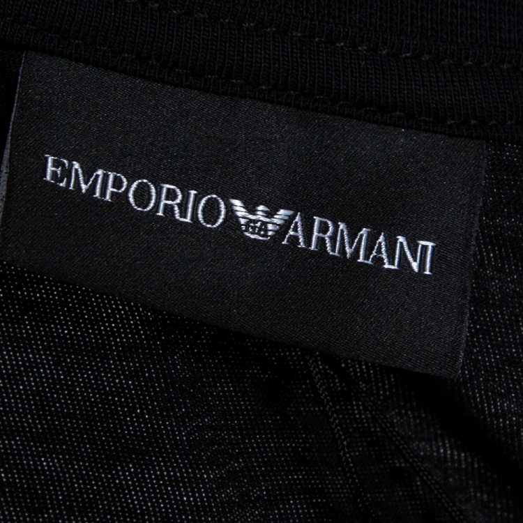 مملوكة مسبقًا Emporio Armani Black Cotton Camouflage Embroidered T Shirt XL 