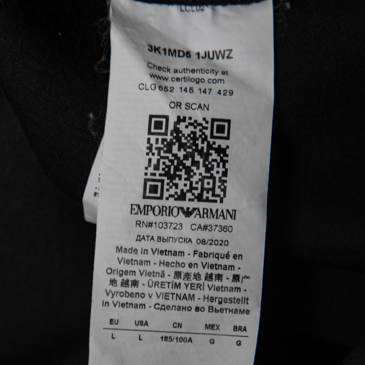 Pre Owned Emporio Armani Dark Blue Neoprene Logo Embroidered Sweatshirt L
