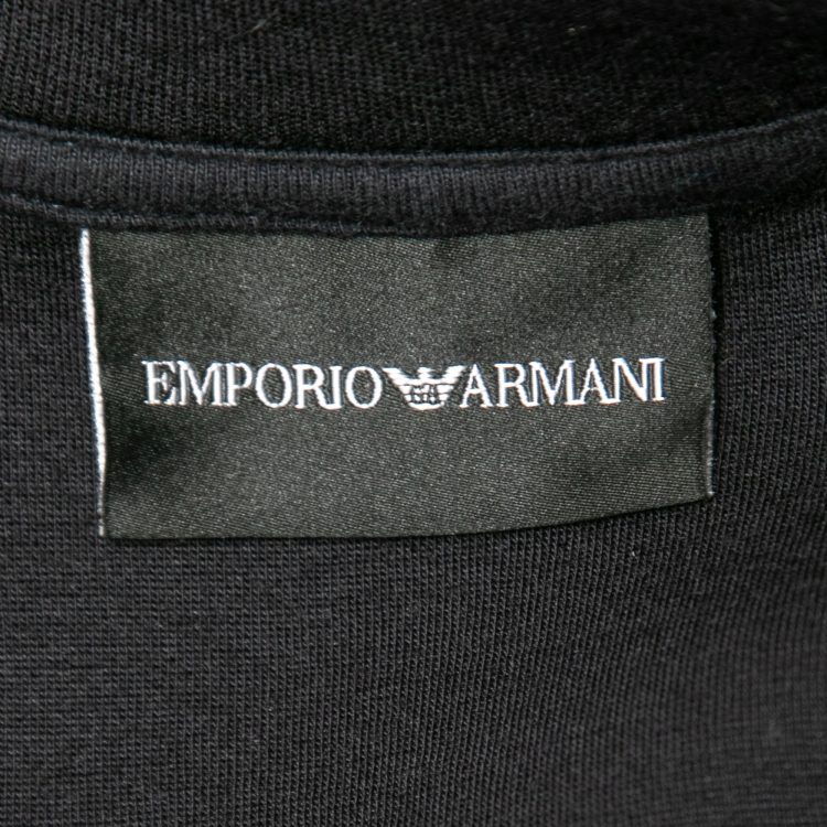 Pre Owned Emporio Armani Dark Blue Neoprene Logo Embroidered Sweatshirt L