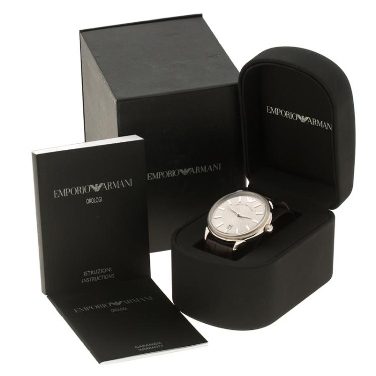 Pre Owned Emporio Armani Silver Stainless Steel AR0540 Men's Wristwatch 43 mm