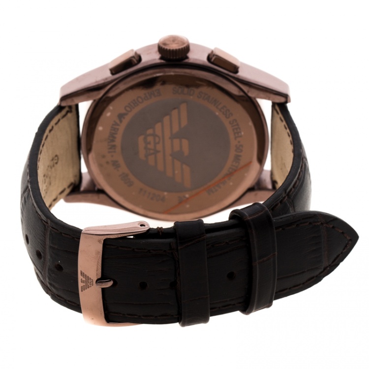 مملوكة مسبقًا Emporio Armani Brown Stainless Steel Classic Chronograph AR1609 Men's Wristwatch 45 mm