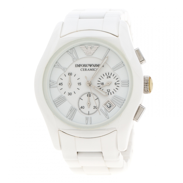 Emporio Armani White Ceramic AR1403 Men's Wristwatch 42MM Emporio ...