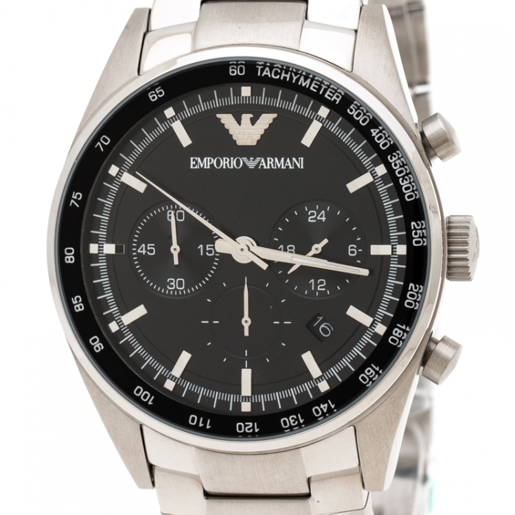Pre Owned ساعة يد رجالية أمبوريو أرماني AR5980 ستانل ستيل سوداء