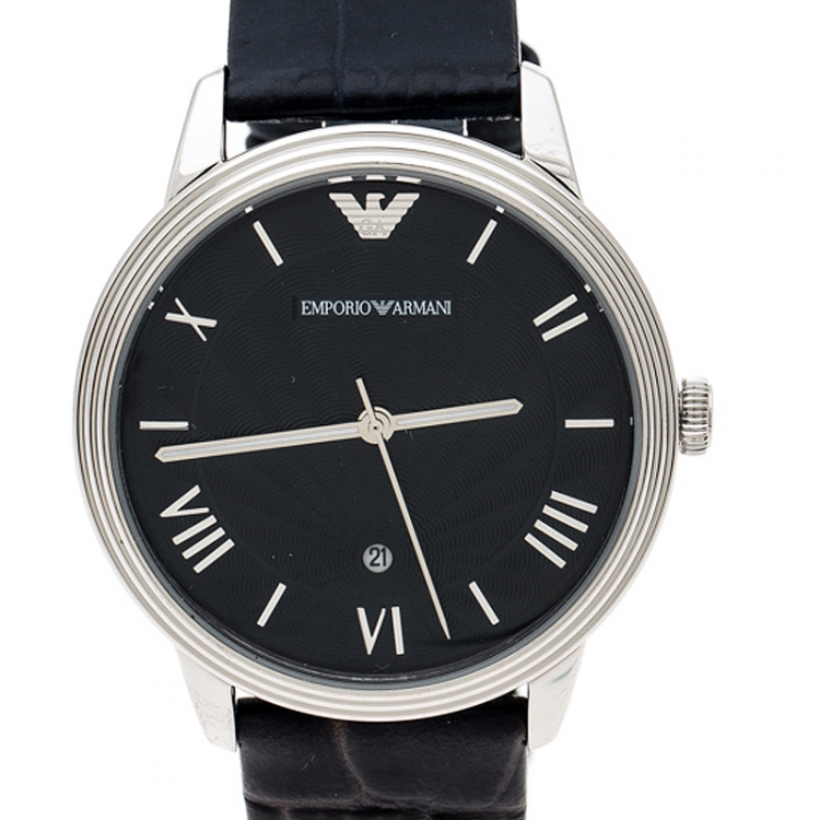 Pre Owned Emporio Armani Blue Stainless Steel AR1651 Men's Wristwatch 41 mm