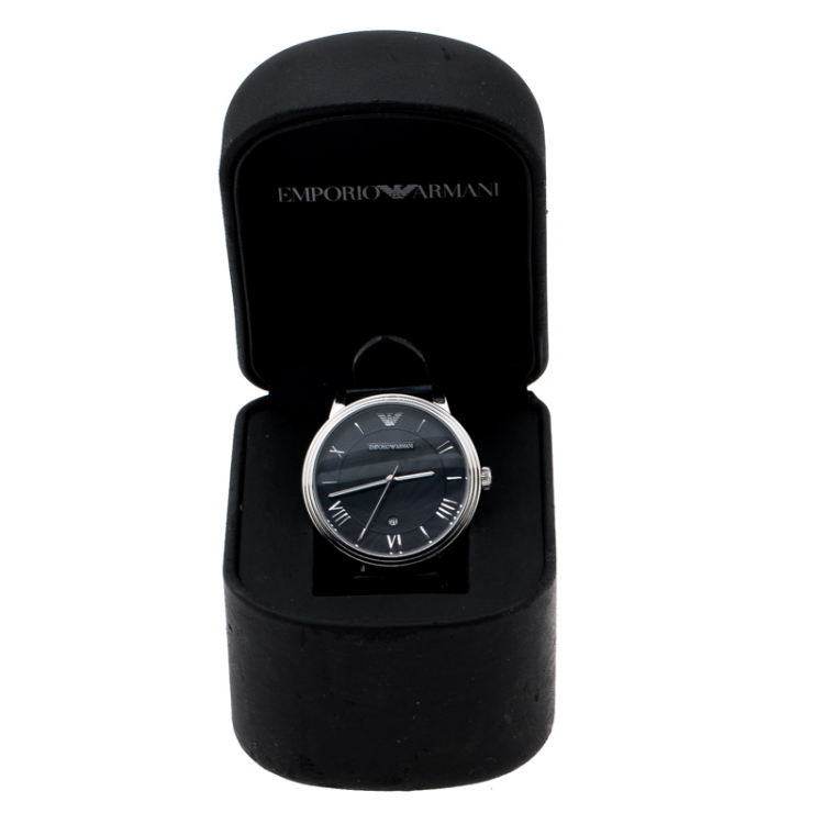 Pre Owned Emporio Armani Blue Stainless Steel AR1651 Men's Wristwatch 41 mm