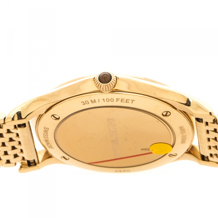 Pre Owned Emporio Armani Bronze Gold Stainless Steel Classic AR2008 Men's Wristwatch 36 mm