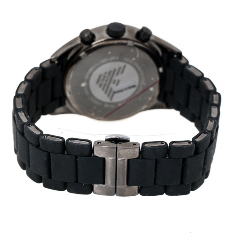Pre Owned Emporio Armani Black PVD Coated Stainless Steel Sport AR5889 Men's Wristwatch 43 mm