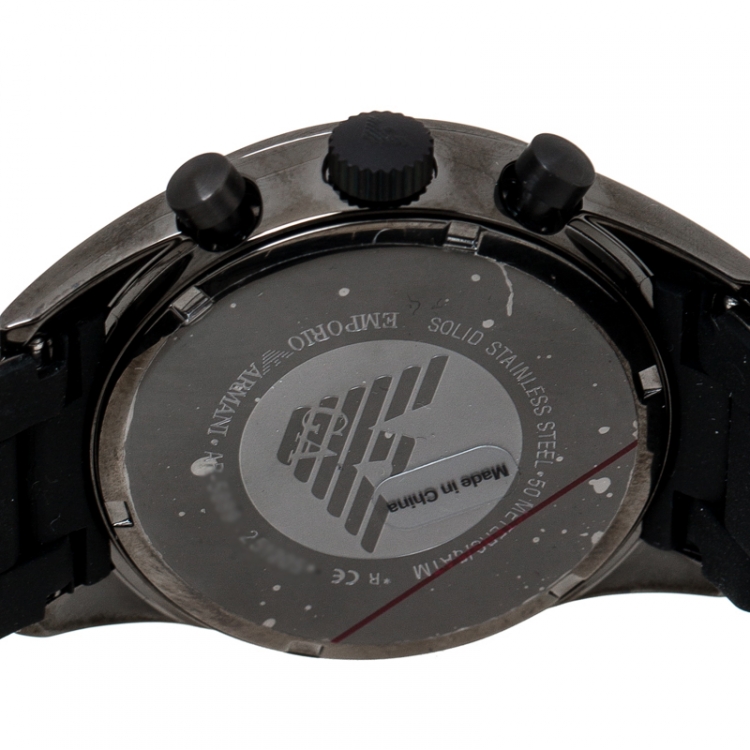 Pre Owned Emporio Armani Black PVD Coated Stainless Steel Sport AR5889 Men's Wristwatch 43 mm