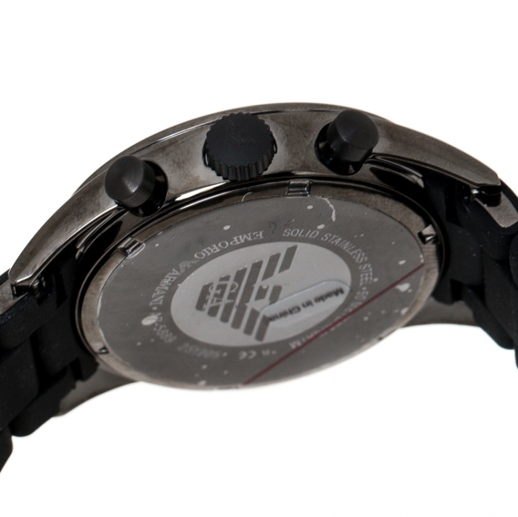 Pre Owned Emporio Armani Black PVD Coated Stainless Steel Sport AR5889 Men's Wristwatch 43 mm