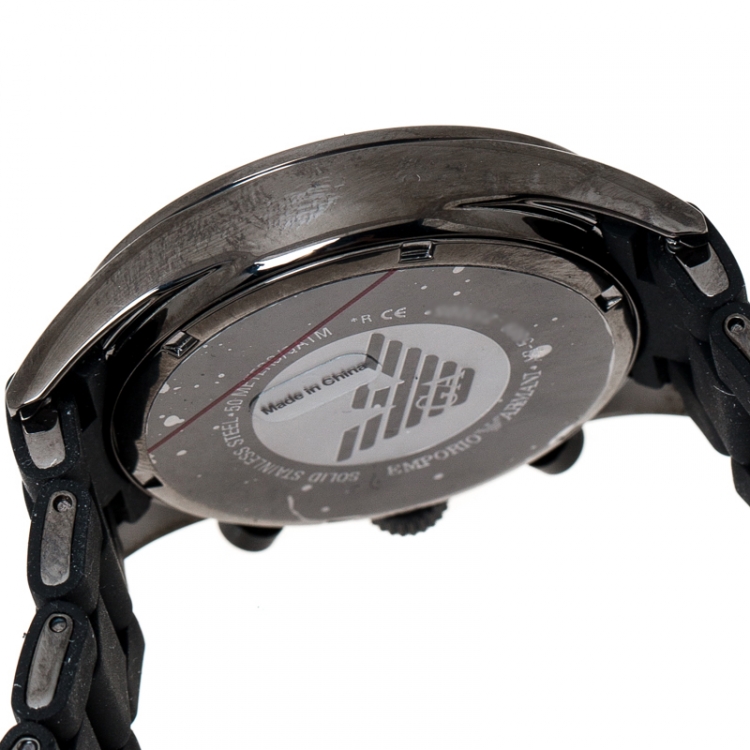 Pre Owned Emporio Armani Black PVD Coated Stainless Steel Sport AR5889 Men's Wristwatch 43 mm
