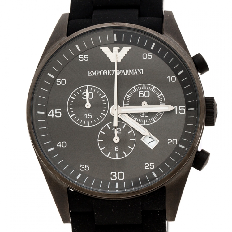 Pre Owned Emporio Armani Black PVD Coated Stainless Steel Sport AR5889 Men's Wristwatch 43 mm