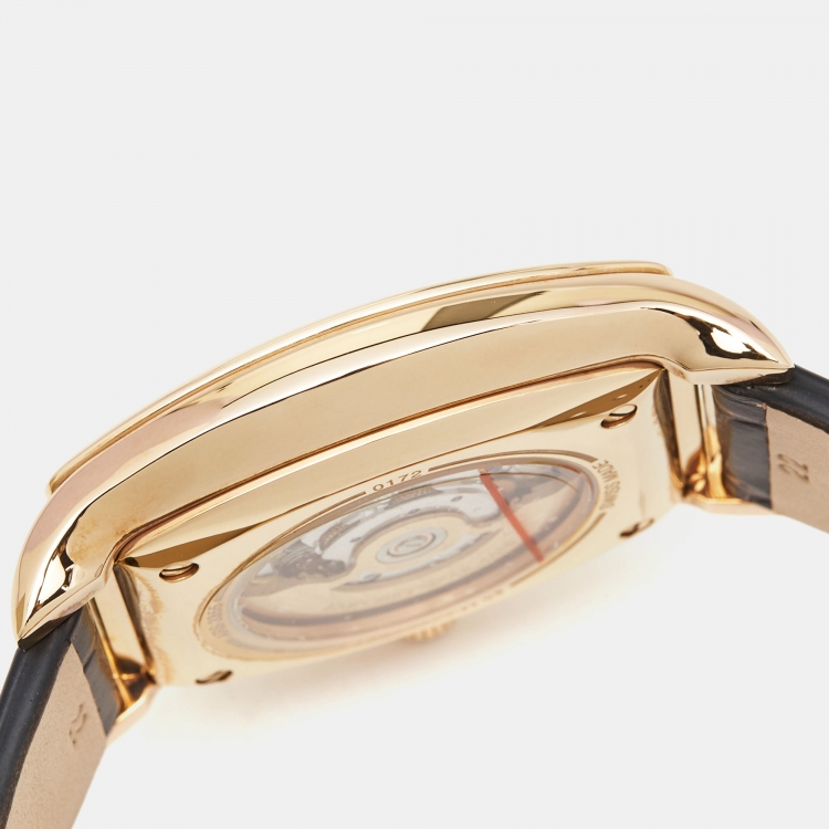 Pre Owned Emporio Armani Brown Gold Plated Stainless Steel Alligator Leather Classic AR3355 Men's Wristwatch 45 mm
