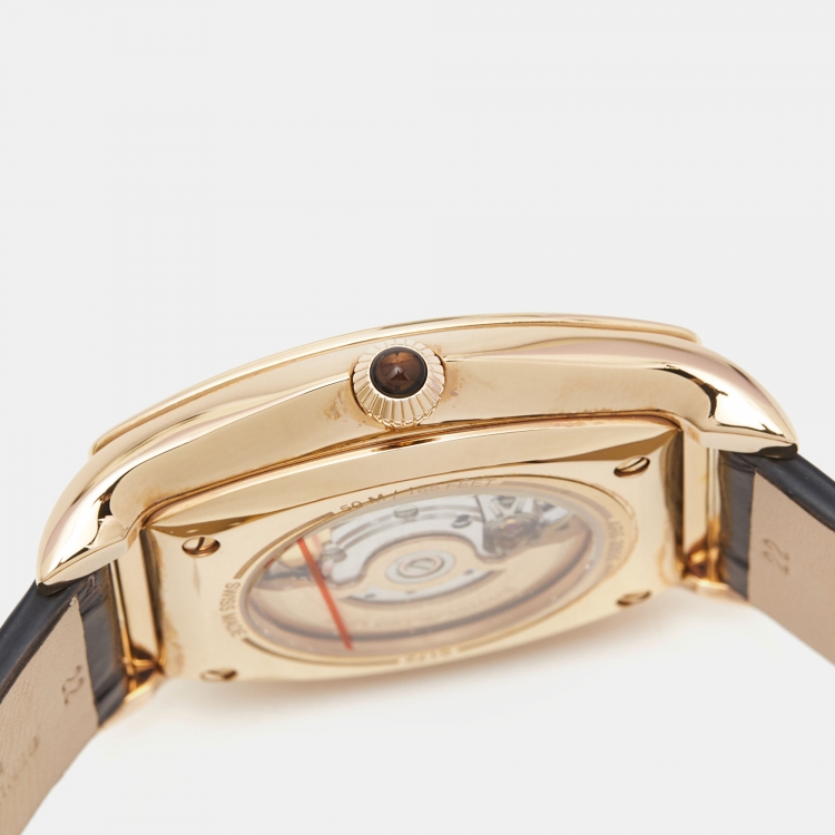 Pre Owned Emporio Armani Brown Gold Plated Stainless Steel Alligator Leather Classic AR3355 Men's Wristwatch 45 mm