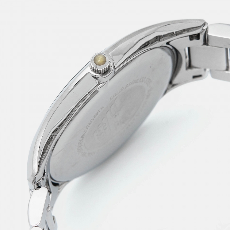 Pre Owned Emporio Armani Silver Stainless Steel AR-2055 Men's Wristwatch 43 mm