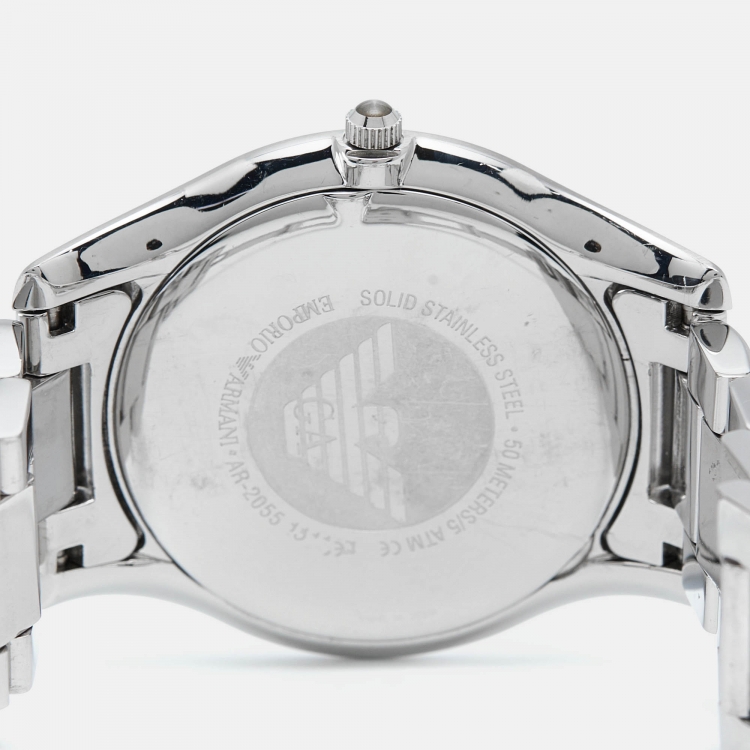 Pre Owned Emporio Armani Silver Stainless Steel AR-2055 Men's Wristwatch 43 mm