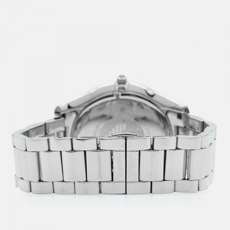 Pre Owned Emporio Armani Silver Stainless Steel AR-2055 Men's Wristwatch 43 mm