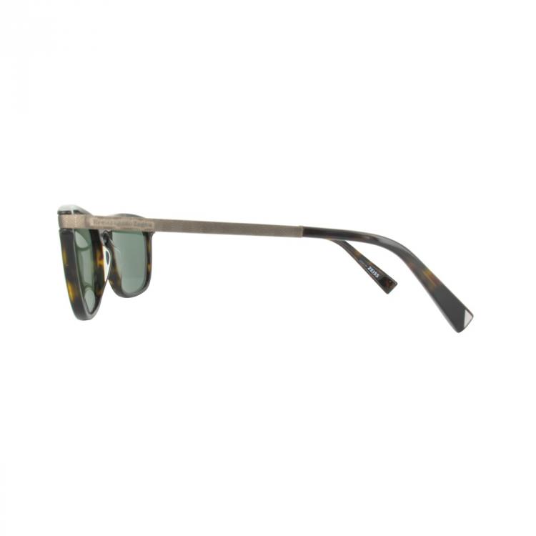 Pre Owned Ermenegildo Zegna Dark Havana/Green EZ0039 Wayfarer Polarized Sunglasses