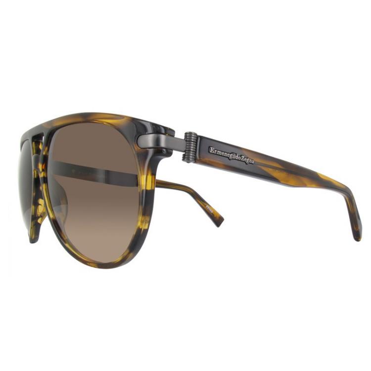 Pre Owned Ermenegildo Zegna Matte Light Brown/Gradient Brown EZ0043 Aviator Sunglasses