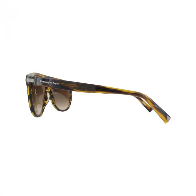 Pre Owned Ermenegildo Zegna Matte Light Brown/Gradient Brown EZ0043 Aviator Sunglasses