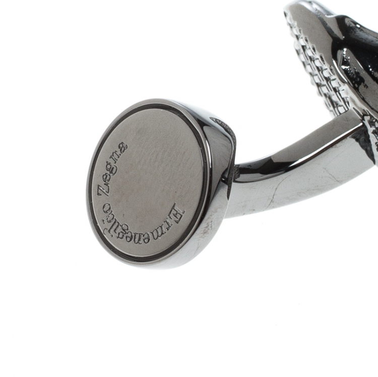 Pre Owned Ermengildo Zegna 3D Sneaker Gunmetal Tone Cufflinks