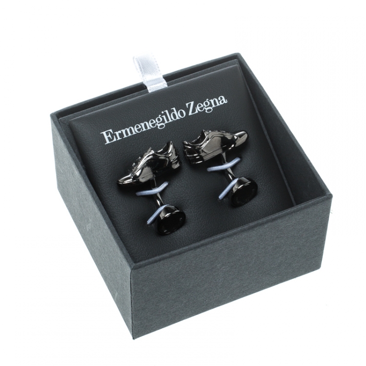 Pre Owned Ermengildo Zegna 3D Sneaker Gunmetal Tone Cufflinks
