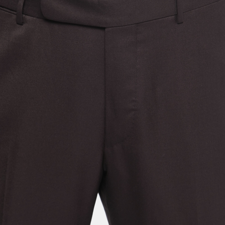 Pre Owned Ermenegildo Zegna Brown Wool Slim Fit Trousers L