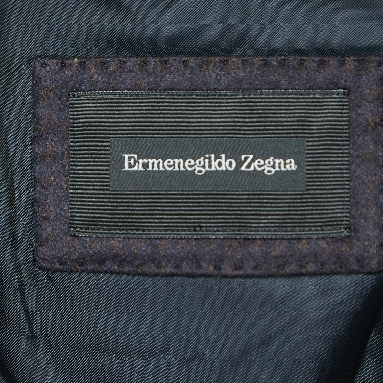 Pre Owned Ermenegildo Zegna Navy Blue Patterned Silk Single Breasted Blazer XL