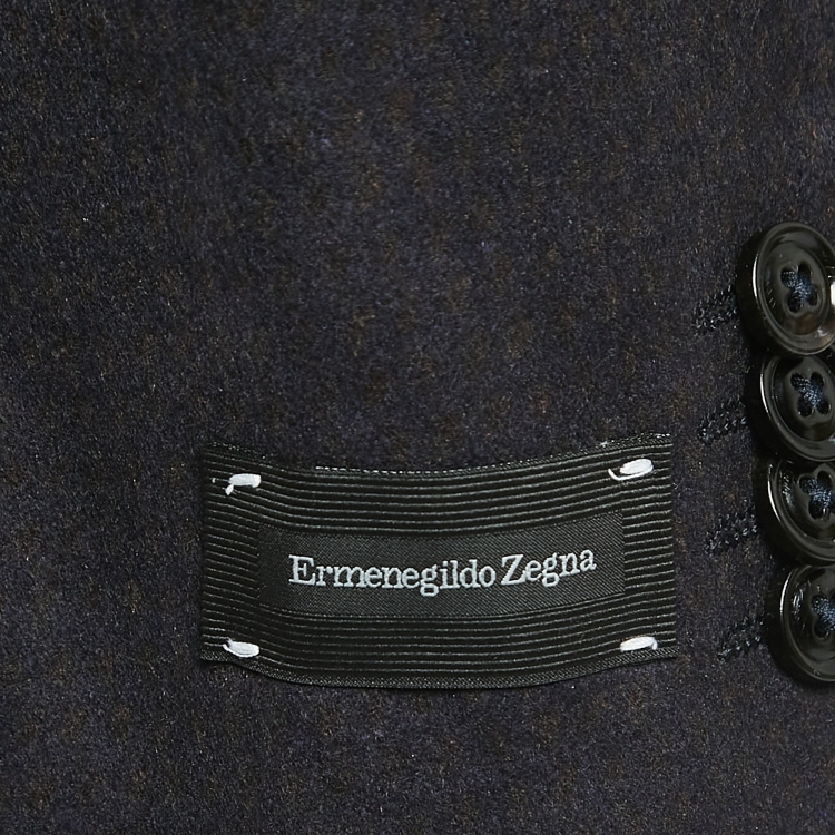 Pre Owned Ermenegildo Zegna Navy Blue Patterned Silk Single Breasted Blazer XL