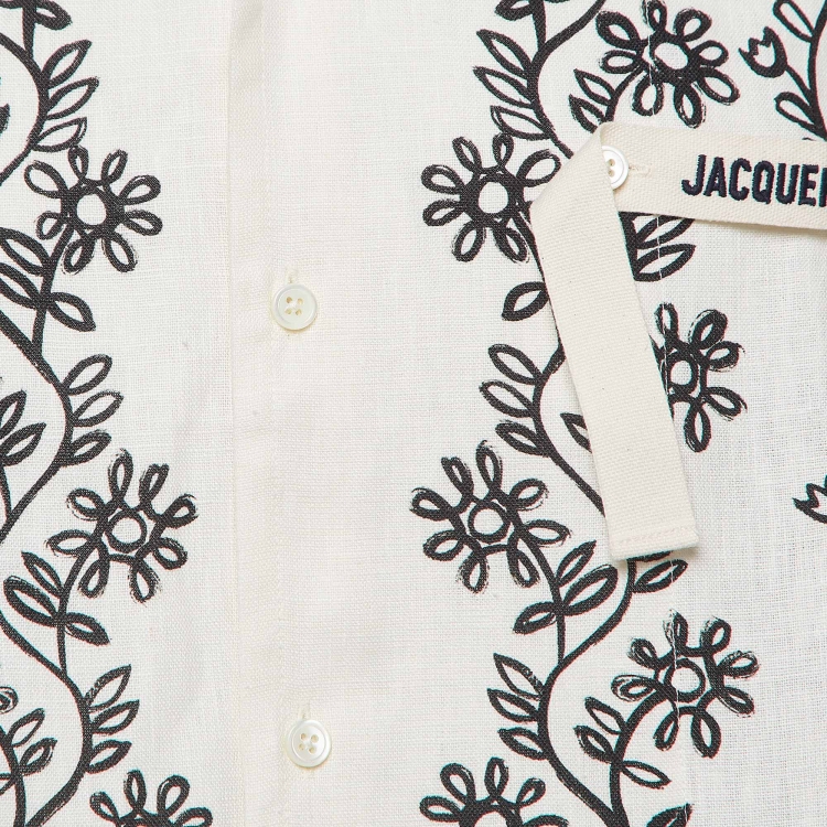 Pre Owned Jacquemus White Floral Print Linen Buttoned Shirt S