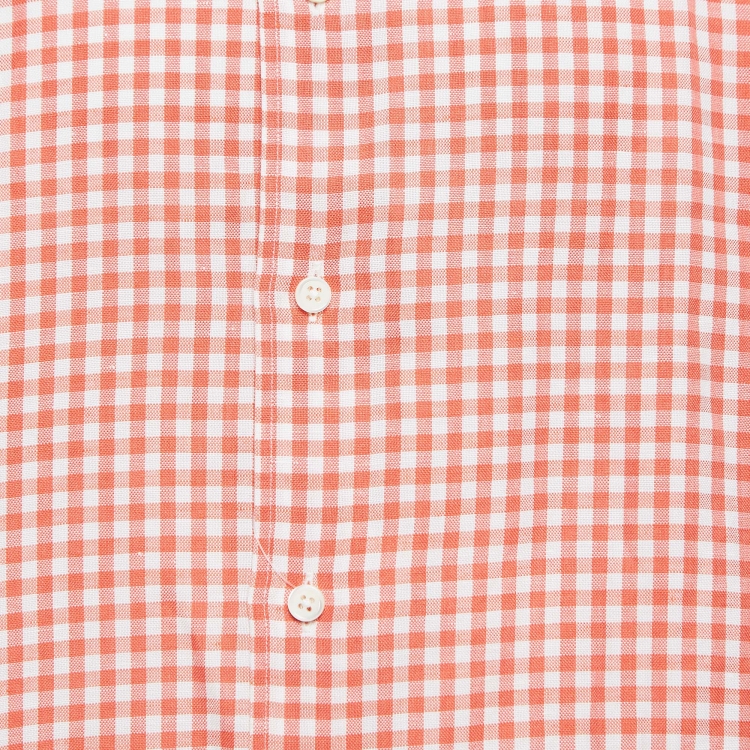 Pre Owned Ermenegildo Zegna Orange Gingham Cotton Blend Shirt XL