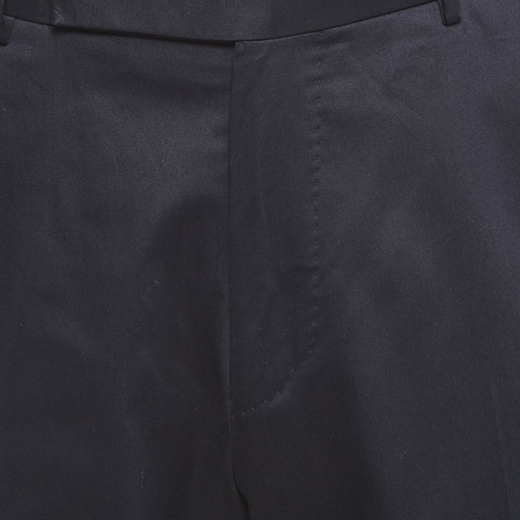 Pre Owned Ermenegildo Zegna Navy Blue Cotton Slim Fit Formal Trousers L
