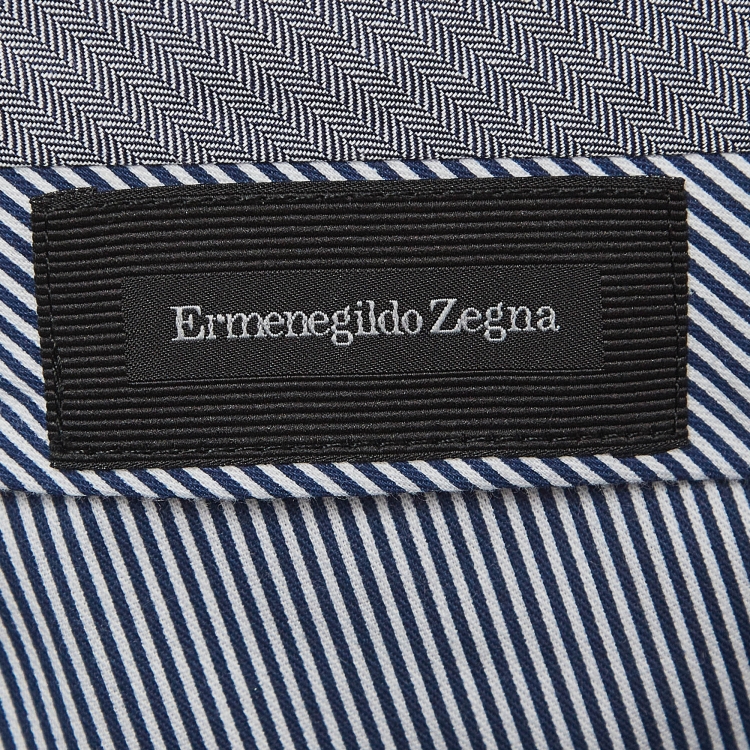 Pre Owned Ermenegildo Zegna Navy Blue Cotton Slim Fit Formal Trousers L
