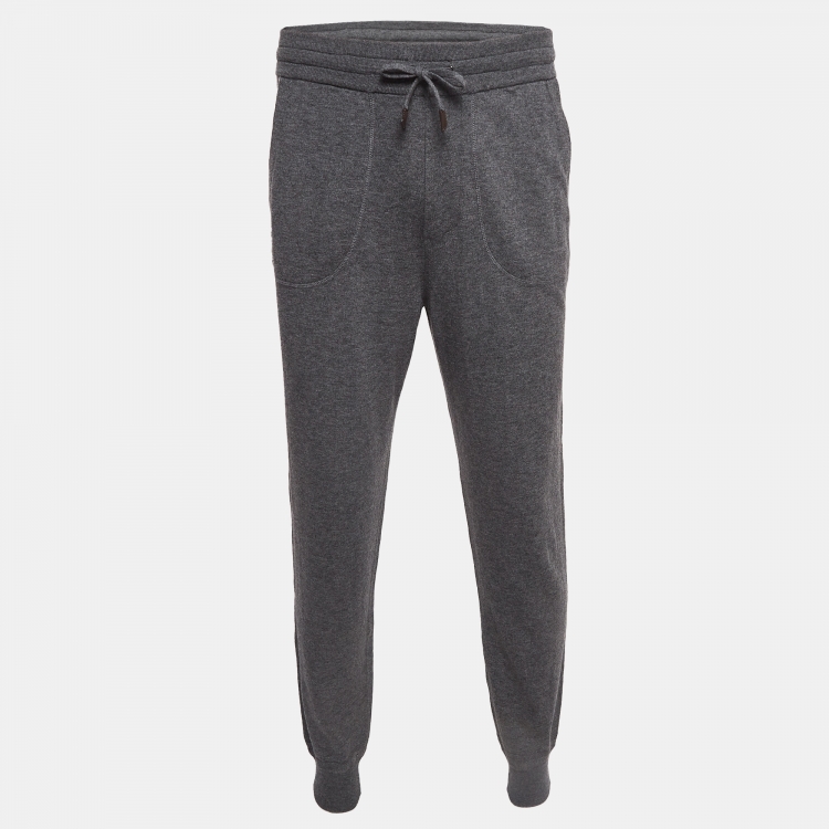 Pre Owned Ermenegildo Zegna Grey Wool Blend Knit Joggers M