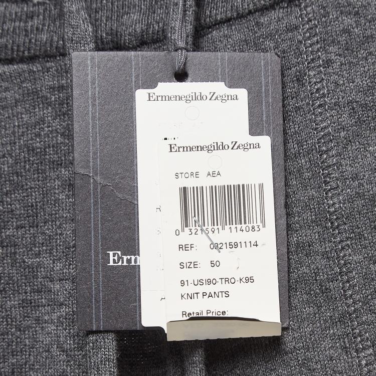 Pre Owned Ermenegildo Zegna Grey Wool Blend Knit Joggers M
