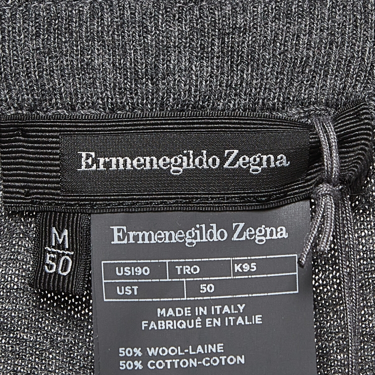 Pre Owned Ermenegildo Zegna Grey Wool Blend Knit Joggers M