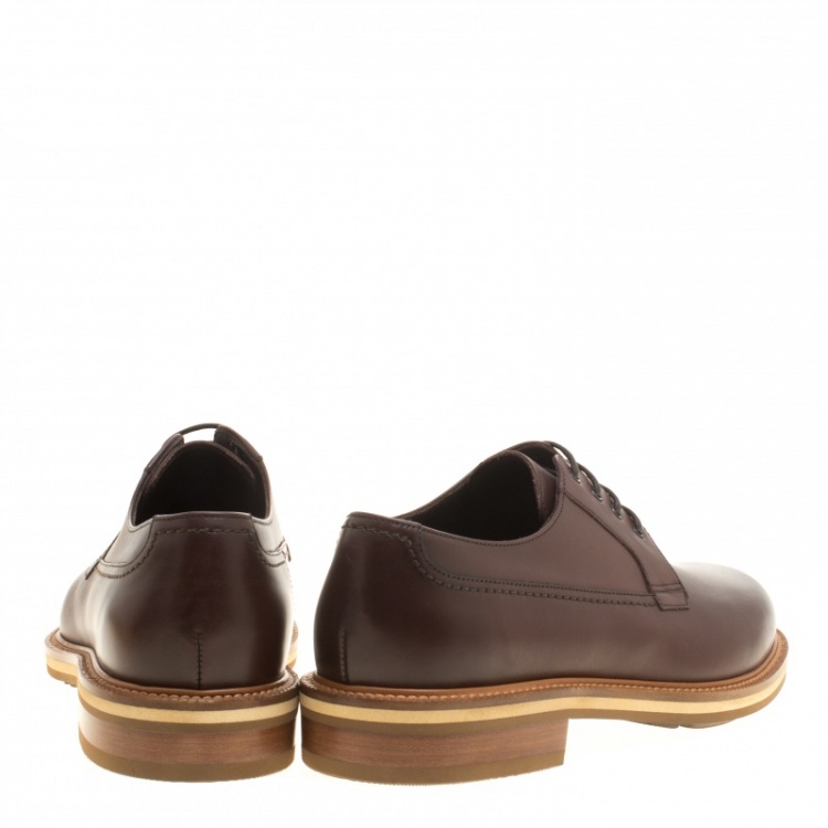 Pre Owned Ermenegildo Zegna Brown Leather Lace Up Derby Size 42 