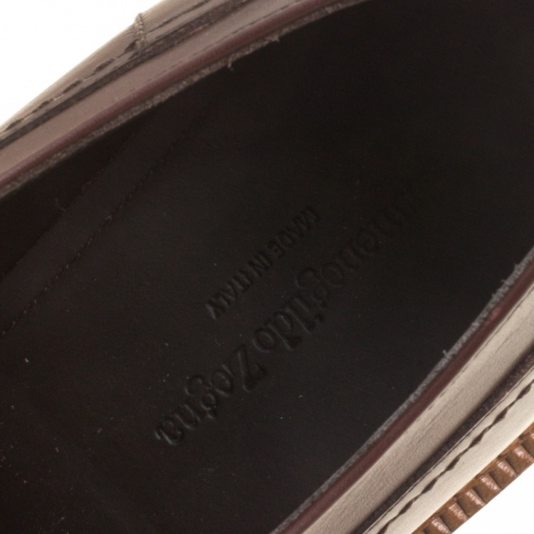 Pre Owned Ermenegildo Zegna Brown Leather Lace Up Derby Size 42 