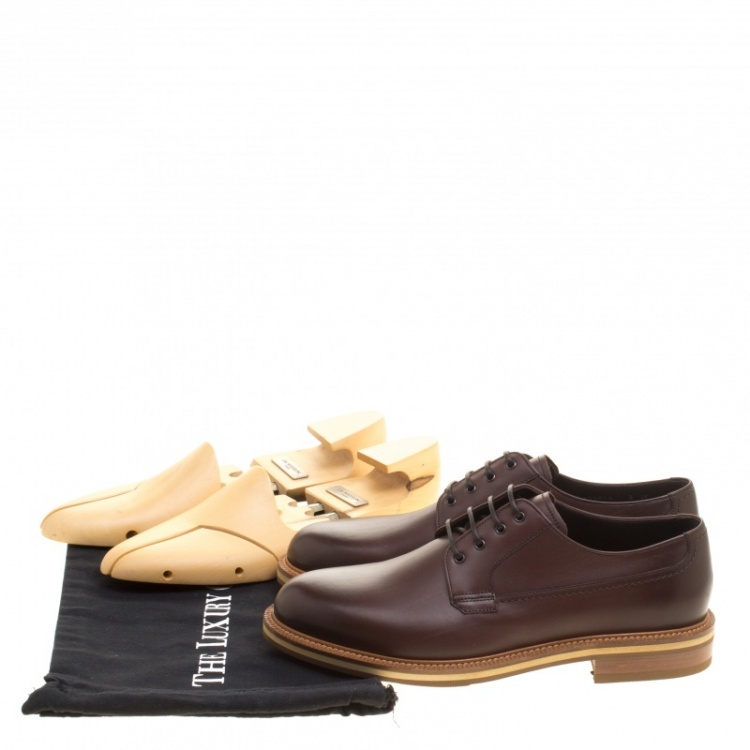 Pre Owned Ermenegildo Zegna Brown Leather Lace Up Derby Size 42 