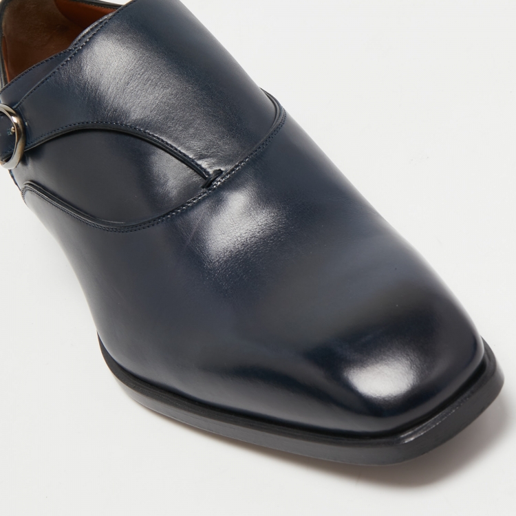 Pre Owned Ermenegildo Zegna Two Tone Leather Monk Strap Oxfords Size 43.5