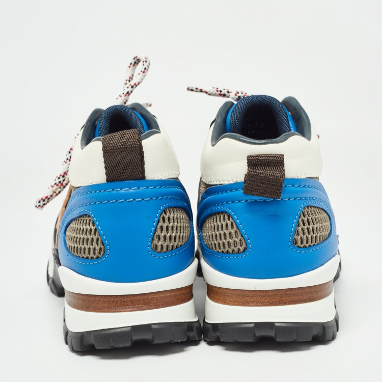 Pre Owned Ermenegildo Zegna Multicolor Leather And Mesh Cesare Low Top Sneakers Size 43.5