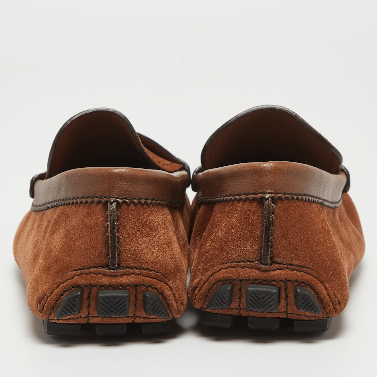 Pre Owned Ermenegildo Zegna Brown Suede Penny Loafers Size 43.5