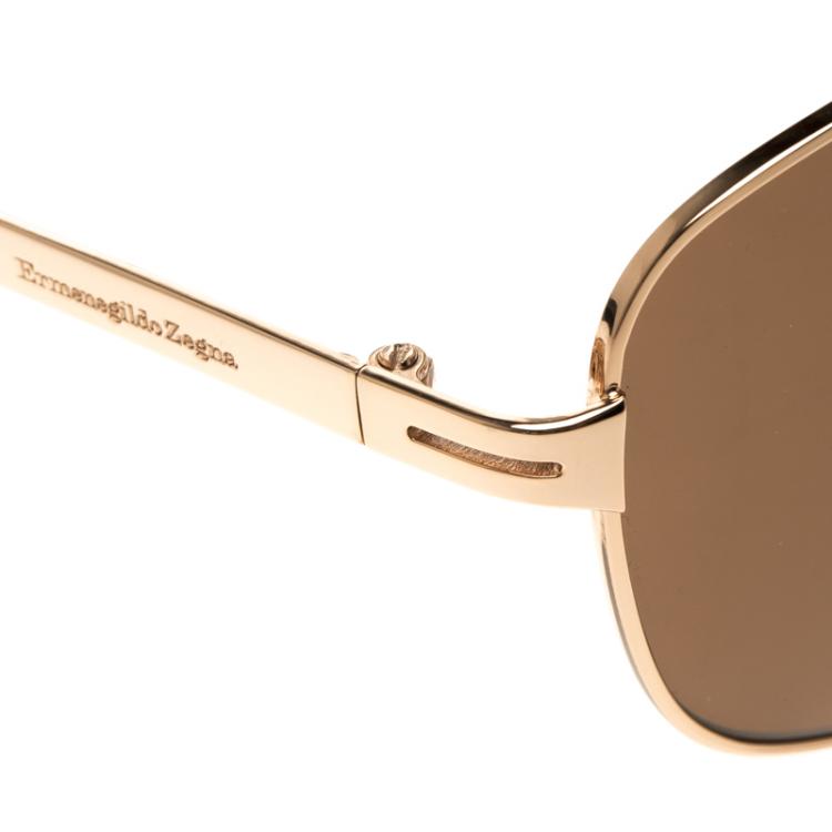 Pre Owned Ermenegildo Zegna Brown SZ3300G Squared Sunglasses